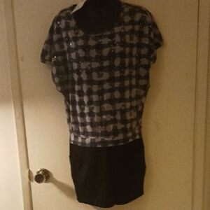 Moda Black and Gray Patterned Dress
